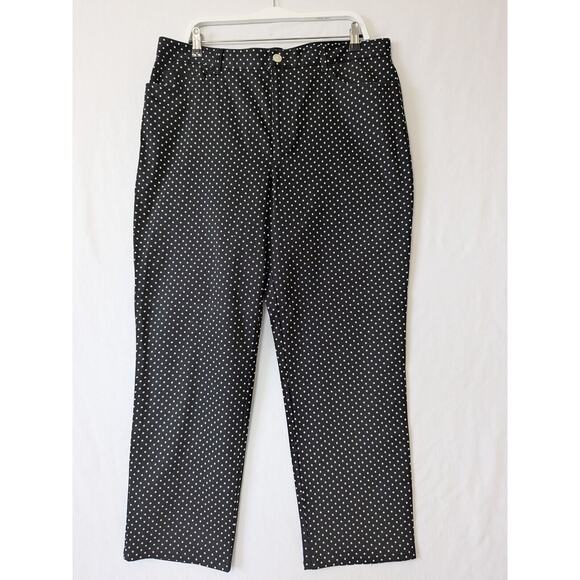 Chaps Womens Pants Size 16 Black White Polka Dot Stretch Office Preppy Corpcore - Picture 1 of 8